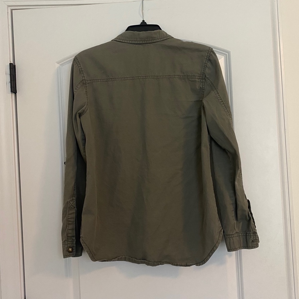 Olive Green Cargo Button-Down Long Sleeve Shirt - Picture 6 of 6
